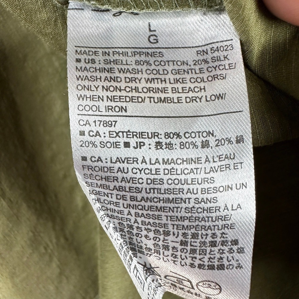 Banana Republic Sleeveless Top Womens L Olive Green Cotton Silk Voile Utility - Picture 8 of 9